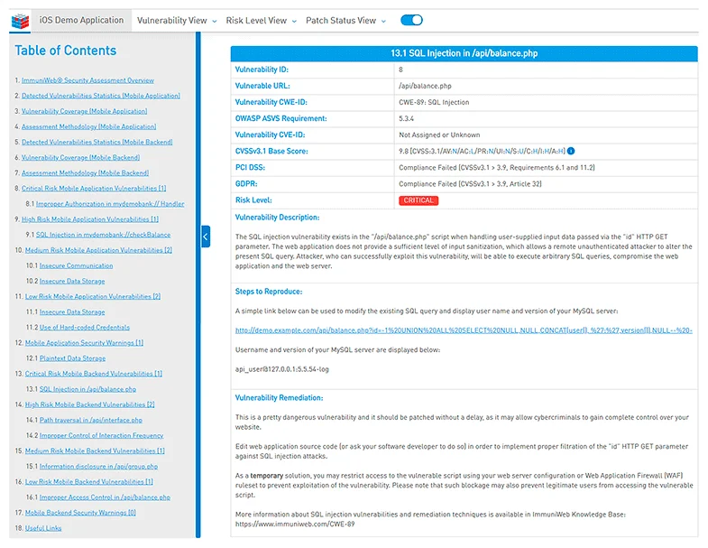 Immuniweb Mobilesuite2